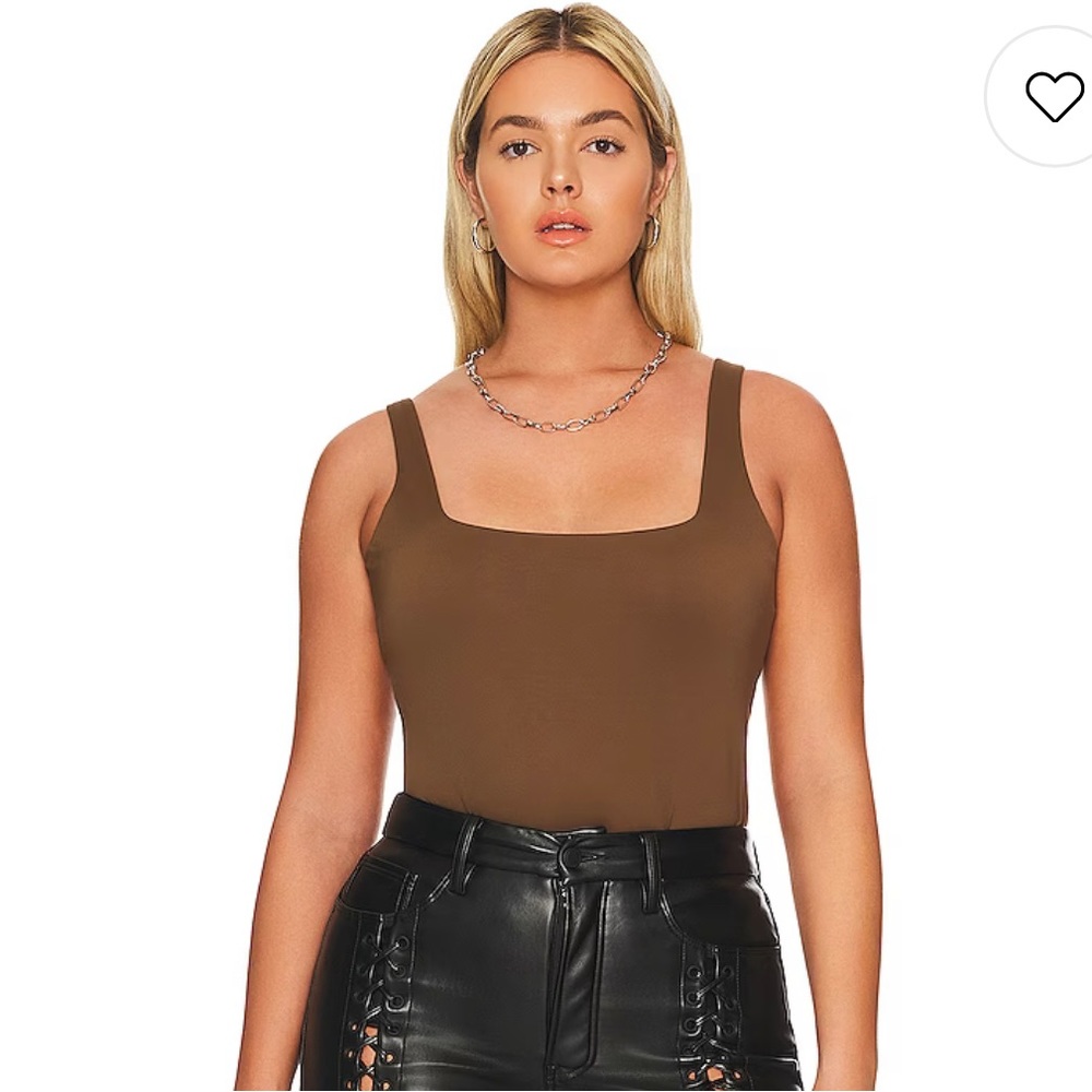 Good American Brown Square Neck Bodysuit